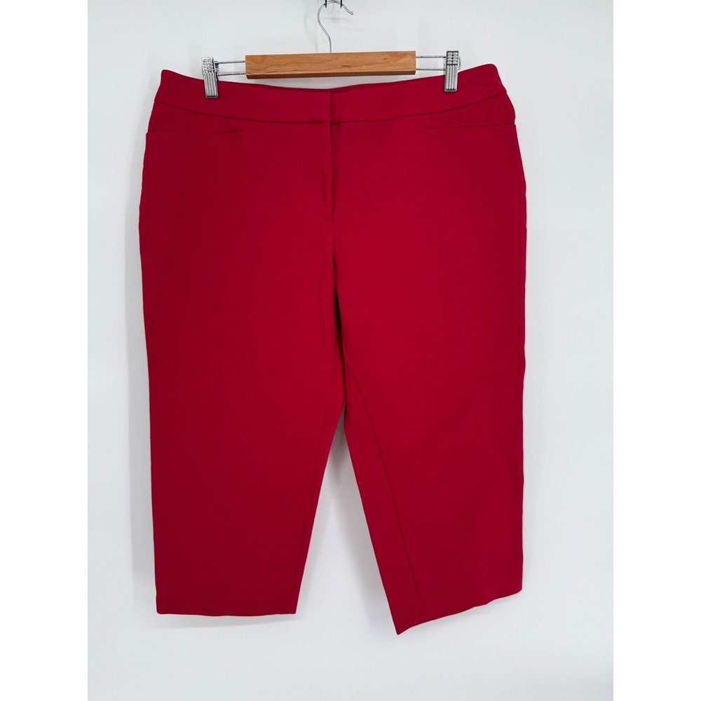 Investments‎ Petites Red Cropped Trousers Pants Stretch Cotton Blend Sz 16P